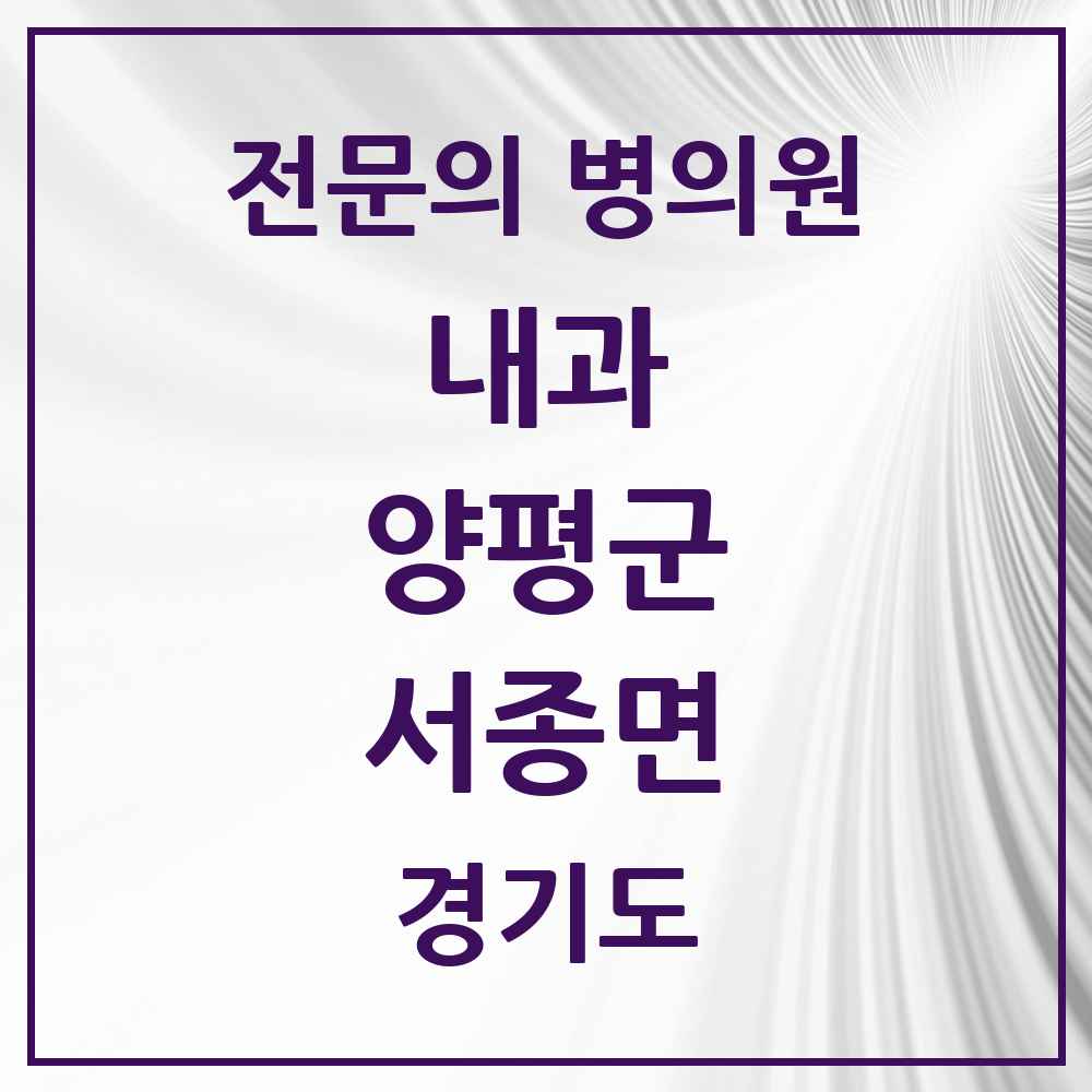 2025 경기도 양평군 서종면 내과 전문의 의원·병원 목록 1곳