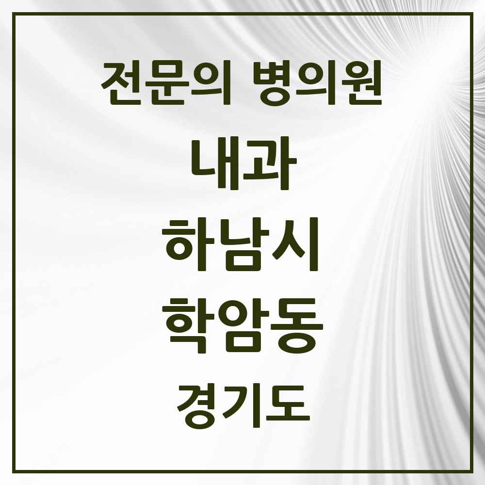 2025 경기도 하남시 학암동 내과 전문의 의원·병원 목록 3곳