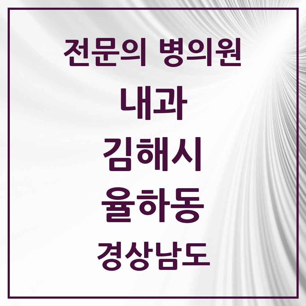 2025 경상남도 김해시 율하동 내과 전문의 의원·병원 목록 3곳