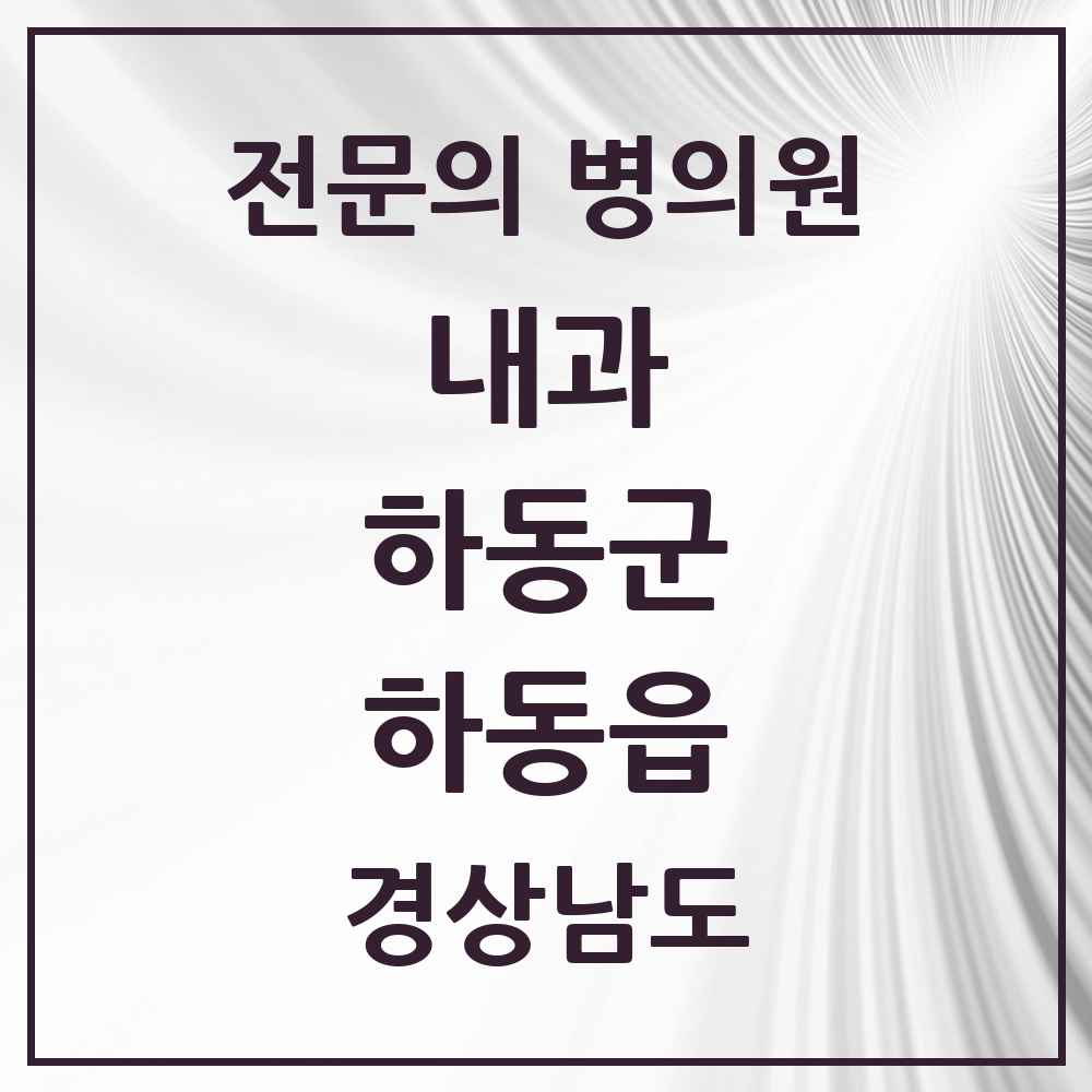 2025 경상남도 하동군 하동읍 내과 전문의 의원·병원 목록 3곳