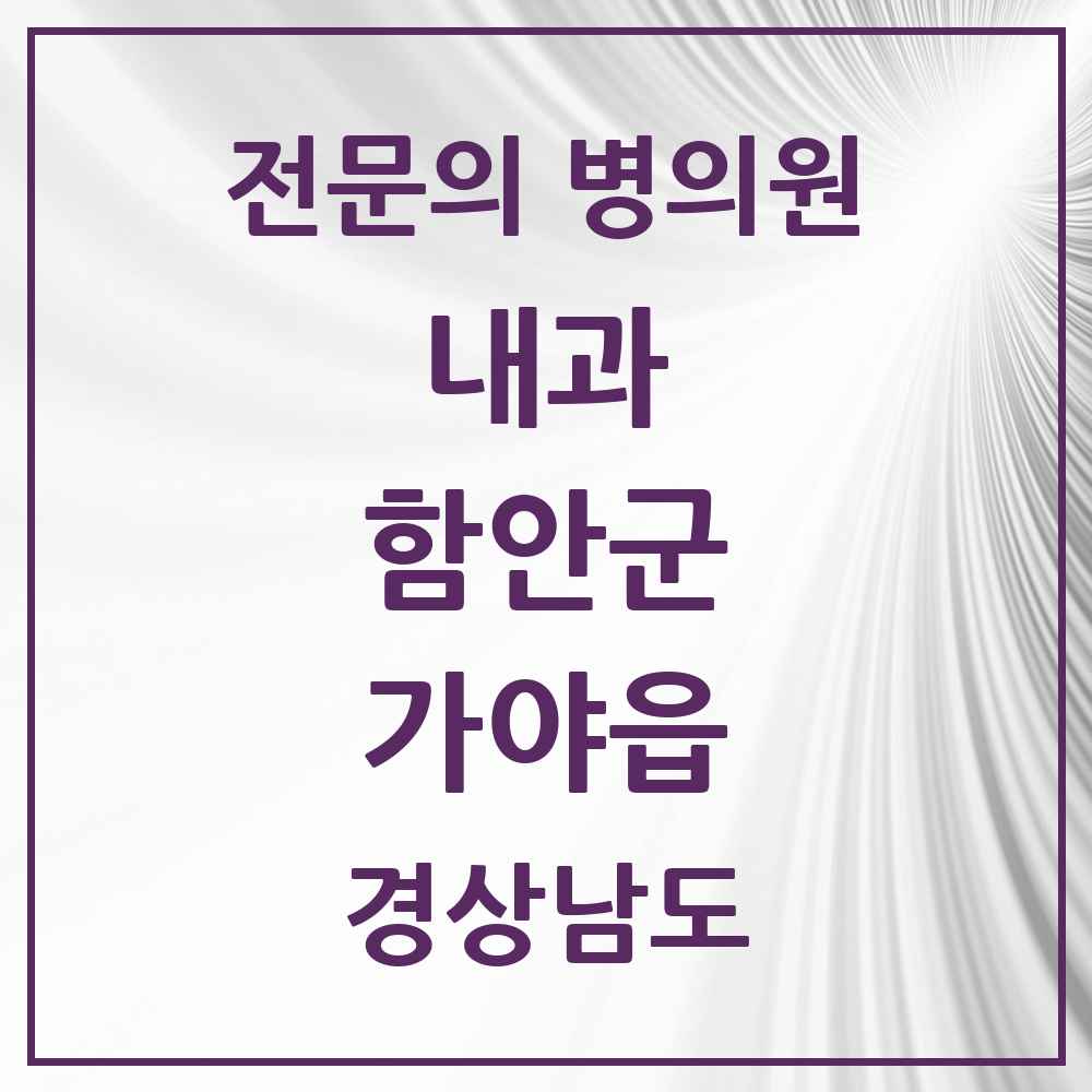 2025 경상남도 함안군 가야읍 내과 전문의 의원·병원 목록 2곳