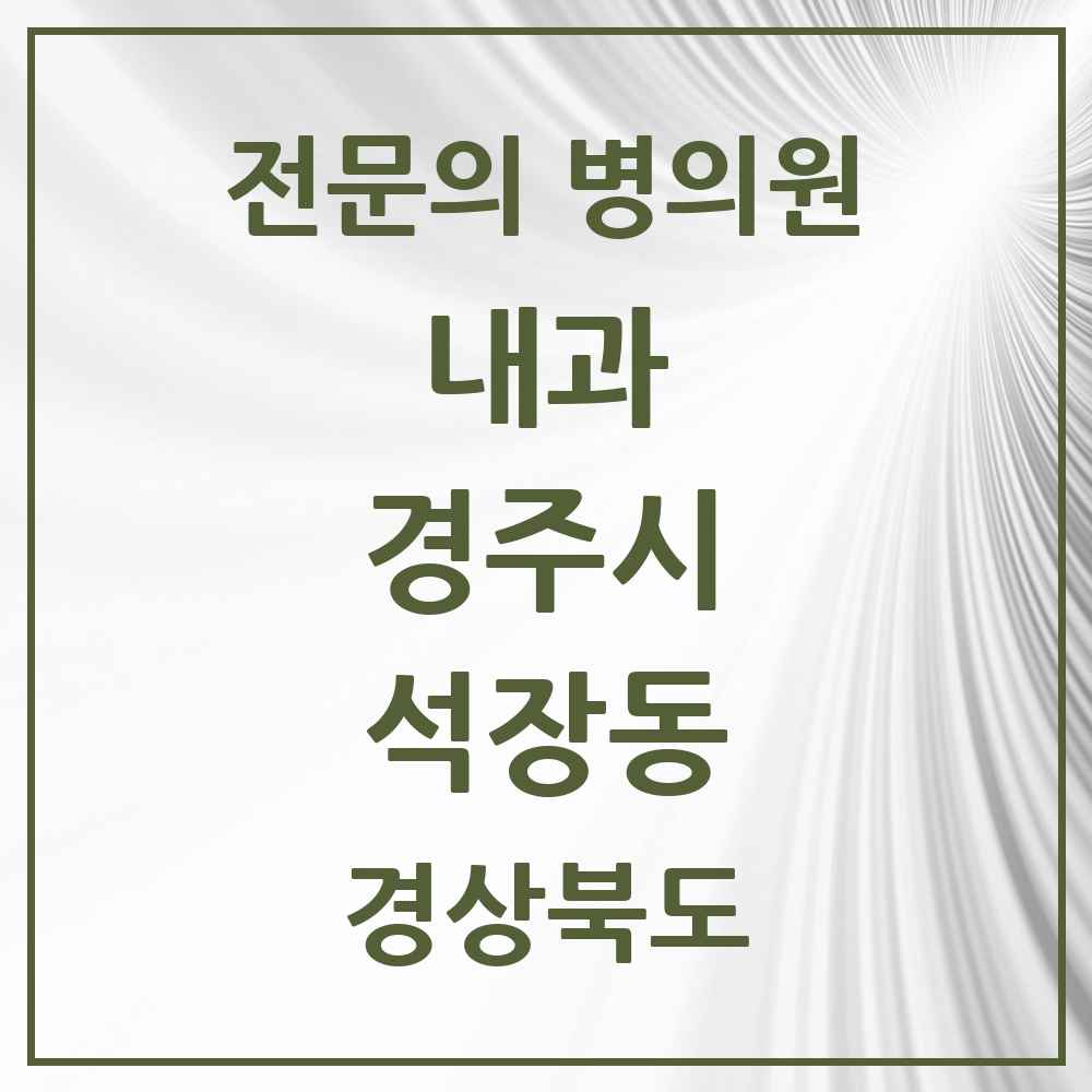 2025 석장동 내과 전문의 의원·병원 모음 1곳 | 경상북도 경주시 추천 리스트