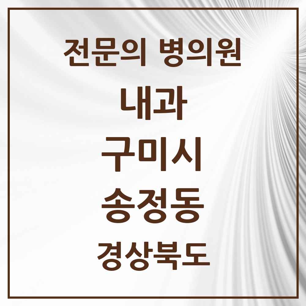 2025 경상북도 구미시 송정동 내과 전문의 의원·병원 목록 3곳