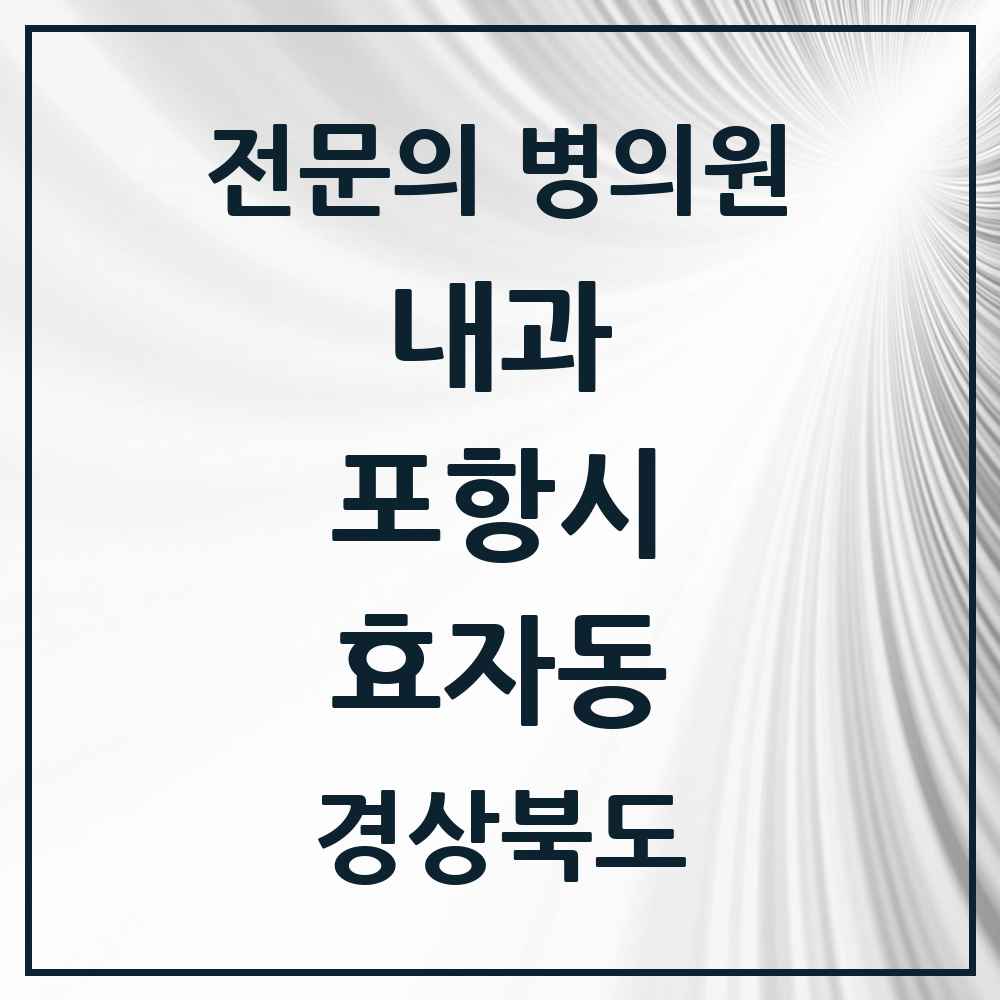 2025 경상북도 포항시 효자동 내과 전문의 의원·병원 목록 2곳