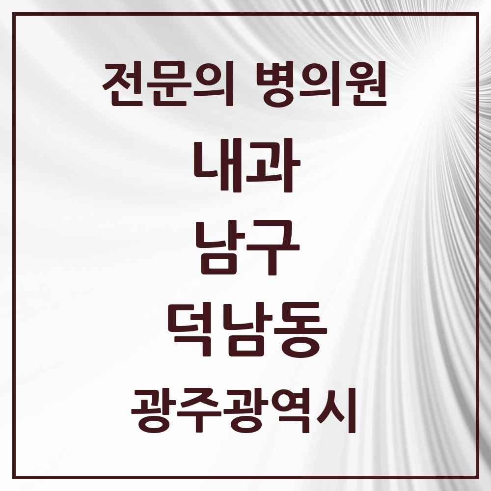 2025 광주광역시 남구 덕남동 내과 전문의 의원·병원 목록 1곳