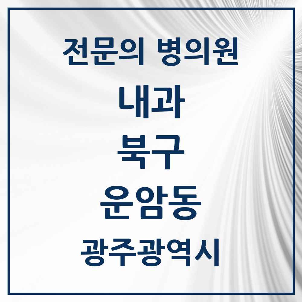 2025 광주광역시 북구 운암동 내과 전문의 의원·병원 목록 14곳