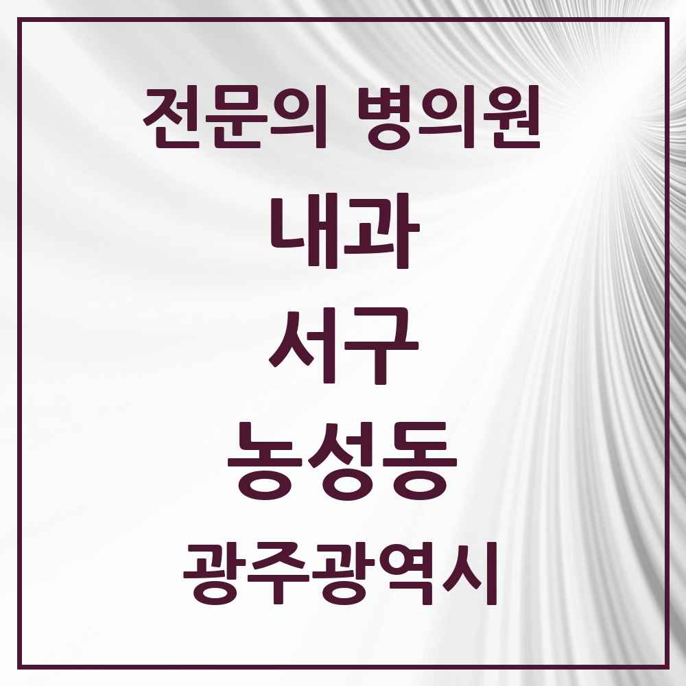 2025 농성동 내과 전문의 의원·병원 모음 6곳 | 광주광역시 서구 추천 리스트