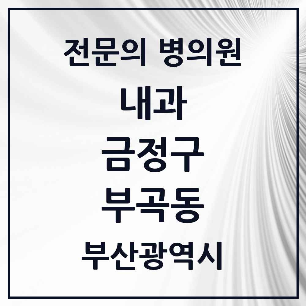 2025 부산광역시 금정구 부곡동 내과 전문의 의원·병원 목록 11곳