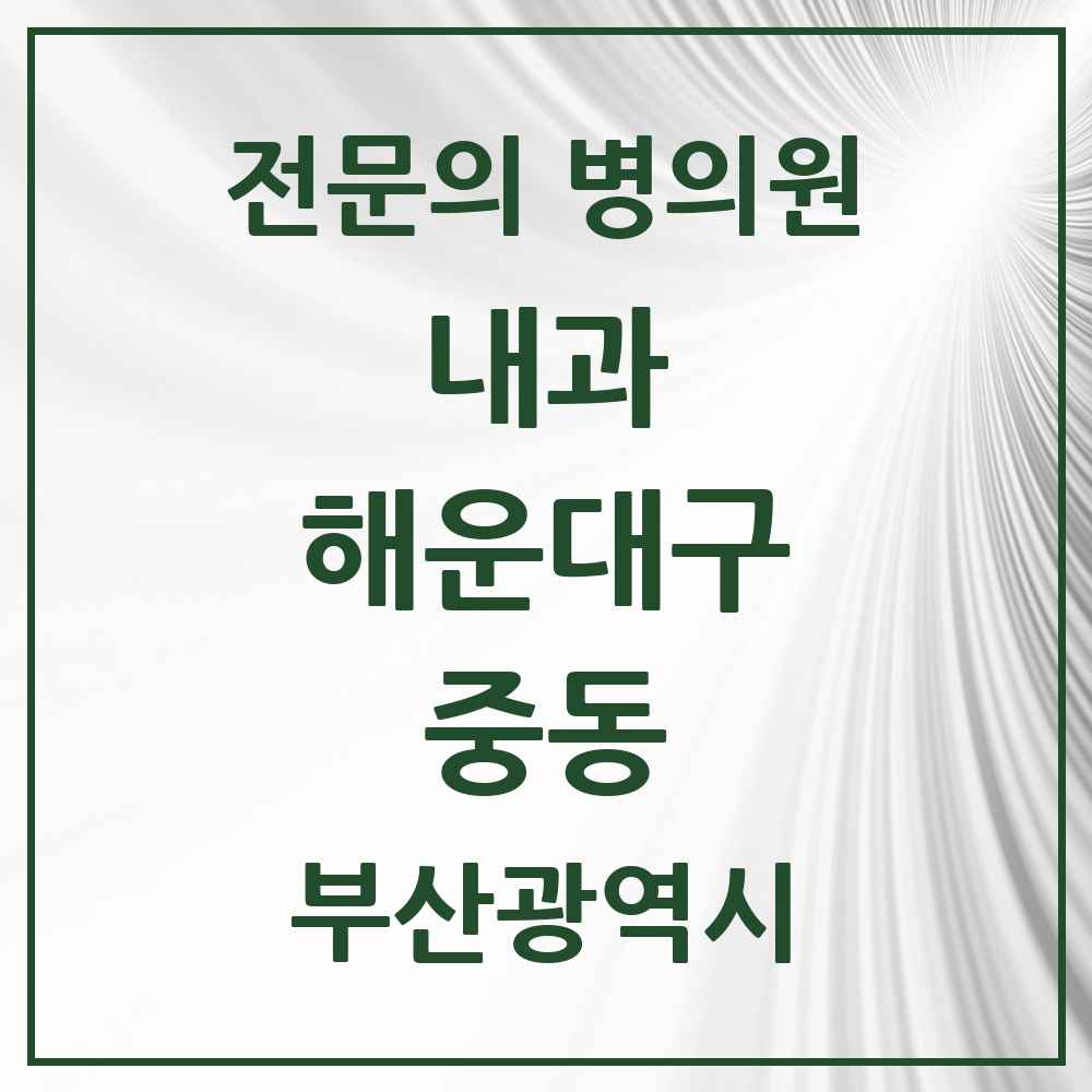 2025 부산광역시 해운대구 중동 내과 전문의 의원·병원 목록 12곳