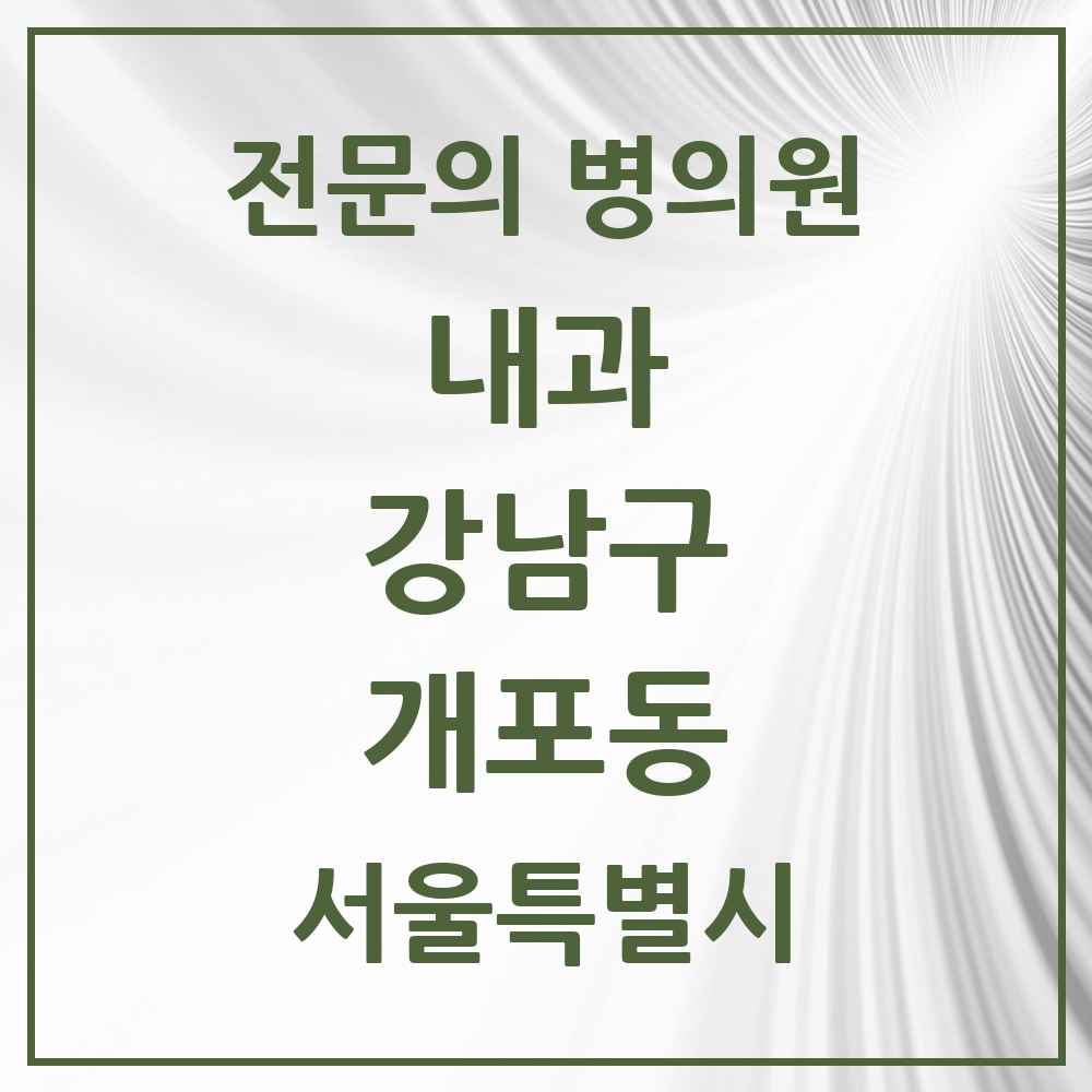 2025 서울특별시 강남구 개포동 내과 전문의 의원·병원 목록 8곳