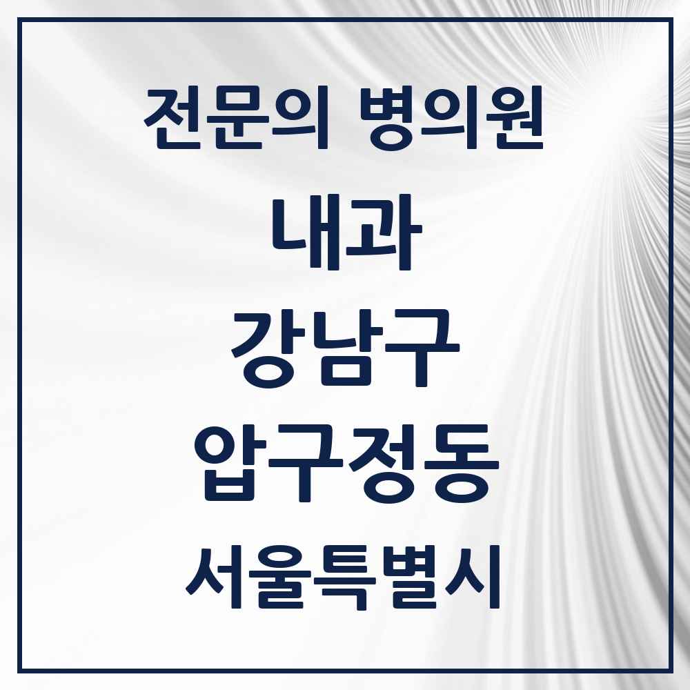 2025 서울특별시 강남구 압구정동 내과 전문의 의원·병원 목록 1곳
