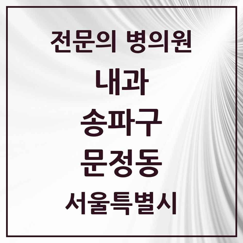 2025 서울특별시 송파구 문정동 내과 전문의 의원·병원 목록 10곳