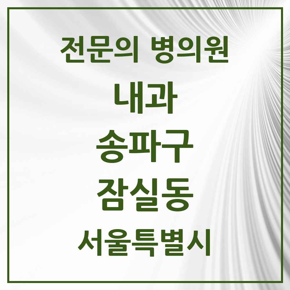 2025 서울특별시 송파구 잠실동 내과 전문의 의원·병원 목록 20곳