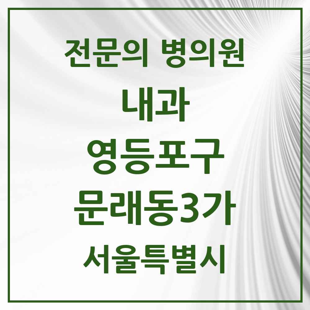2025 서울특별시 영등포구 문래동3가 내과 전문의 의원·병원 목록 3곳