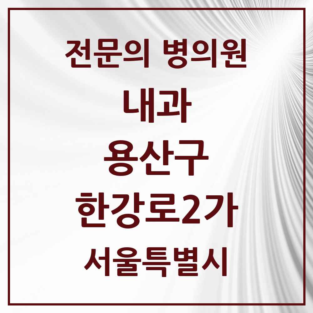 2025 서울특별시 용산구 한강로2가 내과 전문의 의원·병원 목록 2곳