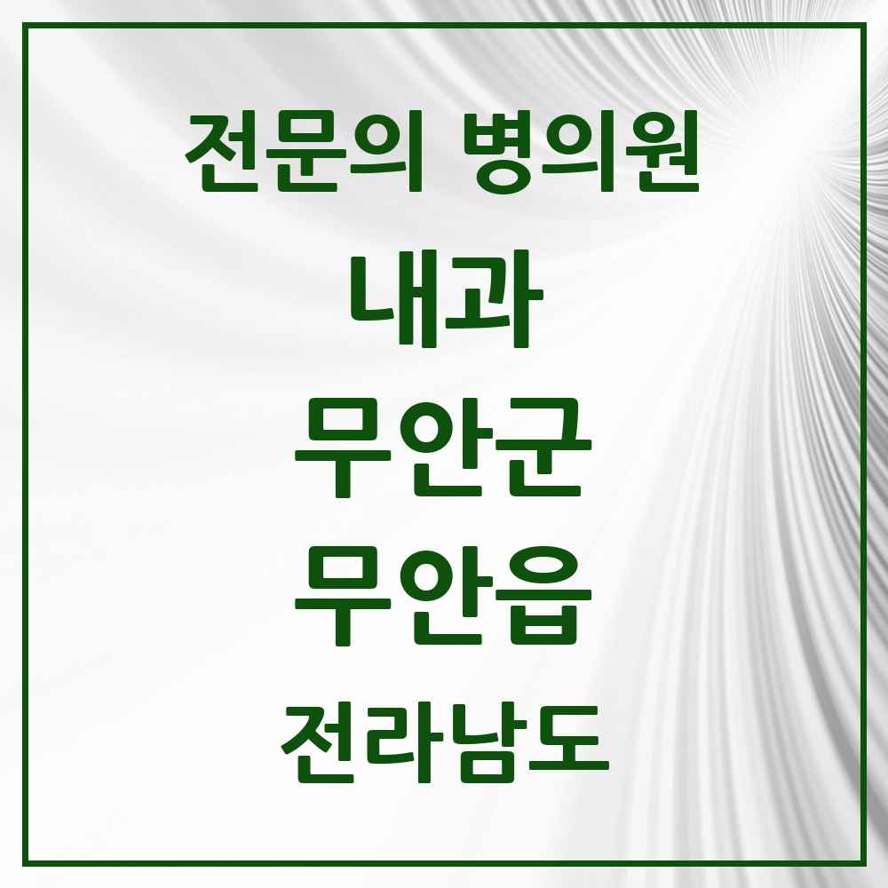 2025 전라남도 무안군 무안읍 내과 전문의 의원·병원 목록 4곳