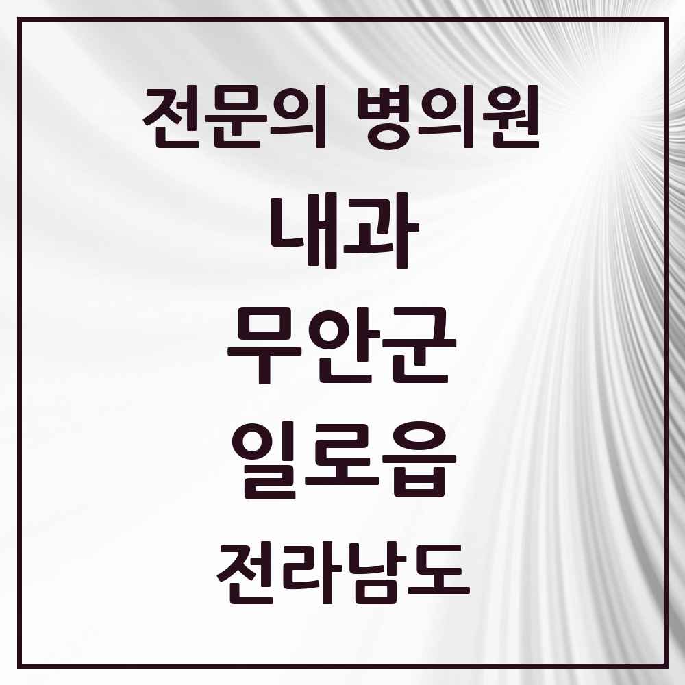 2025 전라남도 무안군 일로읍 내과 전문의 의원·병원 목록 1곳