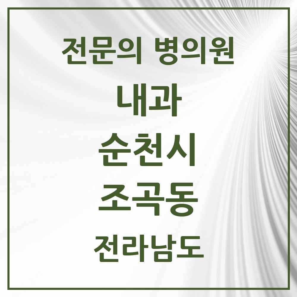 2025 전라남도 순천시 조곡동 내과 전문의 의원·병원 목록 1곳