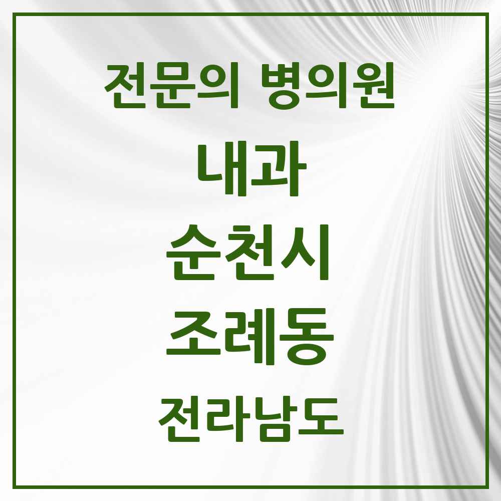 2025 전라남도 순천시 조례동 내과 전문의 의원·병원 목록 12곳