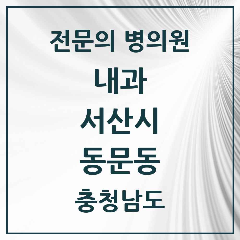 2025 충청남도 서산시 동문동 내과 전문의 의원·병원 목록 12곳