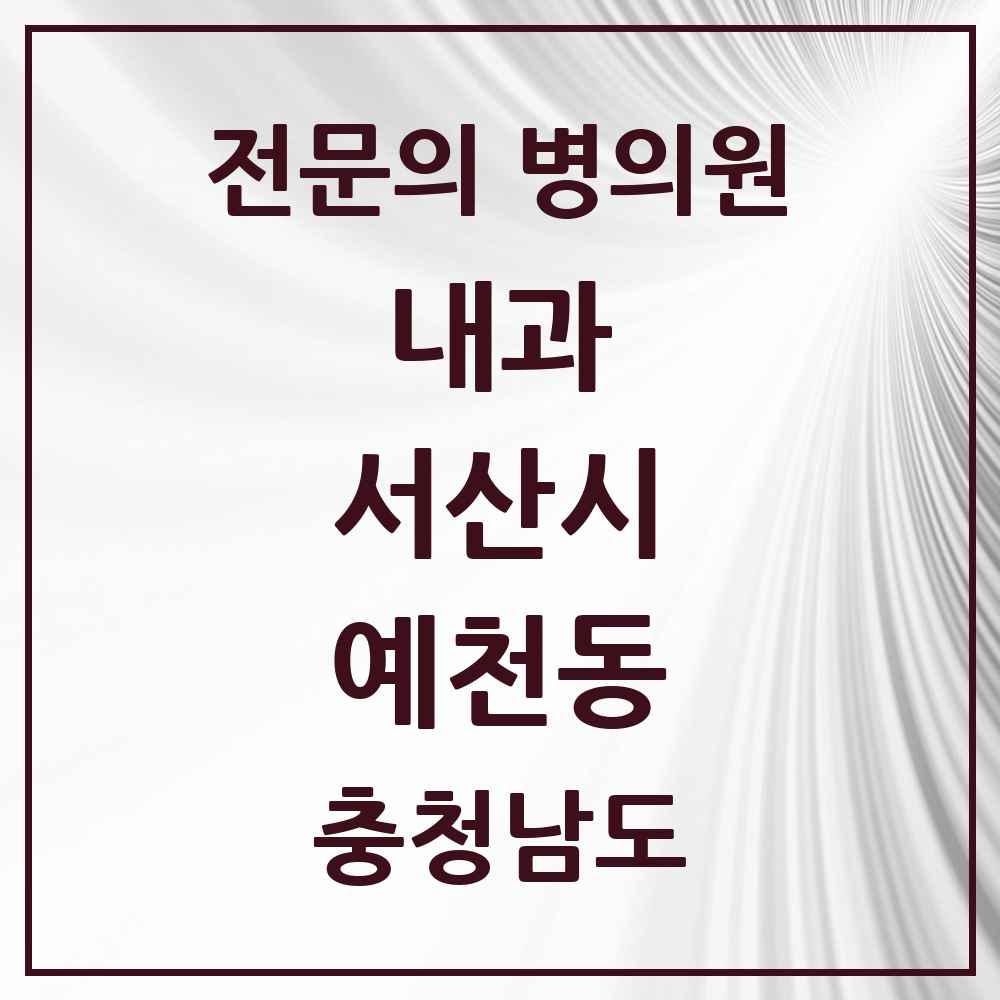 2025 충청남도 서산시 예천동 내과 전문의 의원·병원 목록 1곳