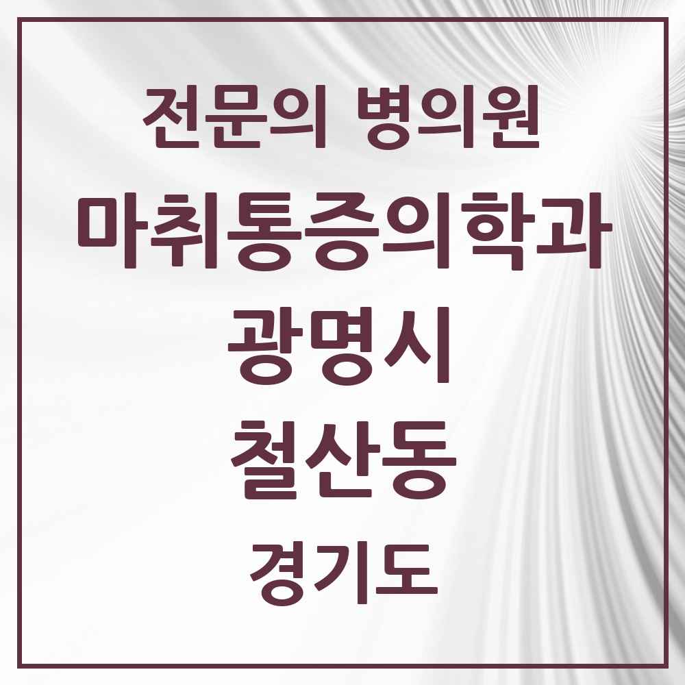 2025 경기도 광명시 철산동 마취통증의학과 전문의 의원·병원 목록 4곳