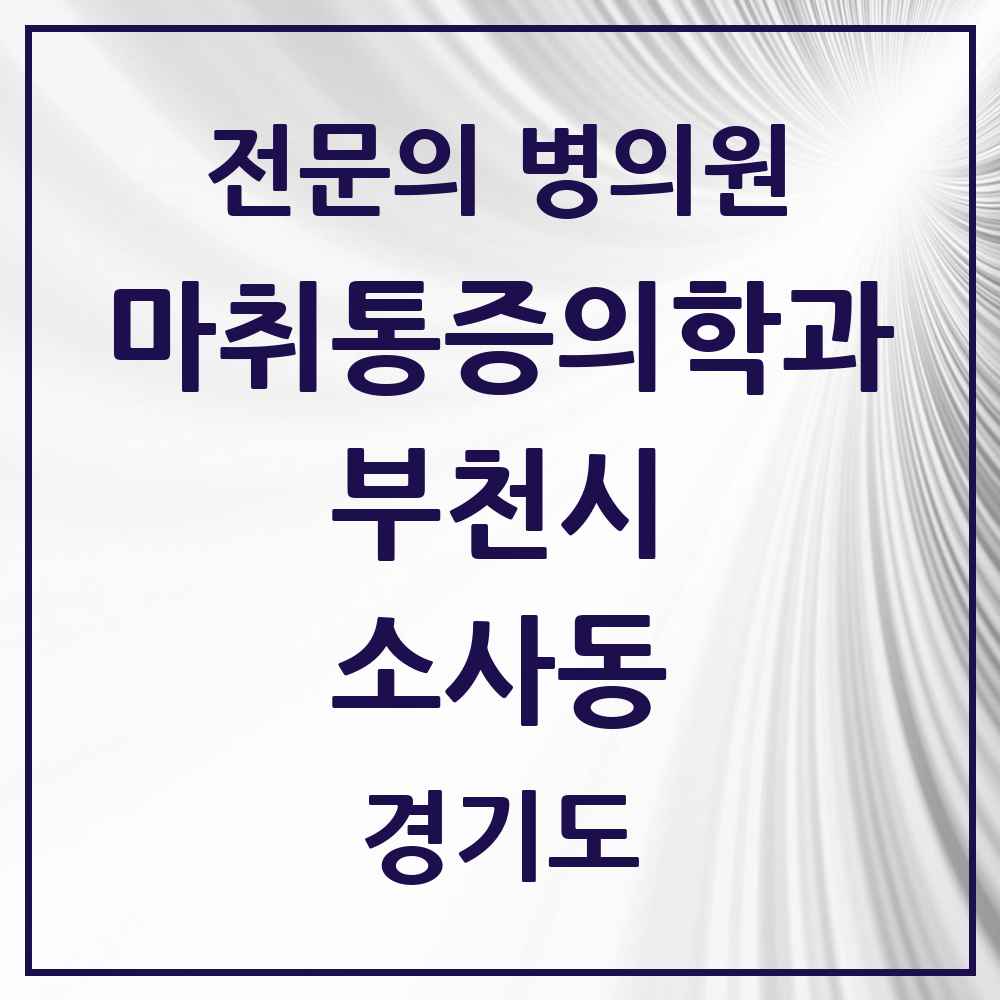 2025 경기도 부천시 소사동 마취통증의학과 전문의 의원·병원 목록 1곳