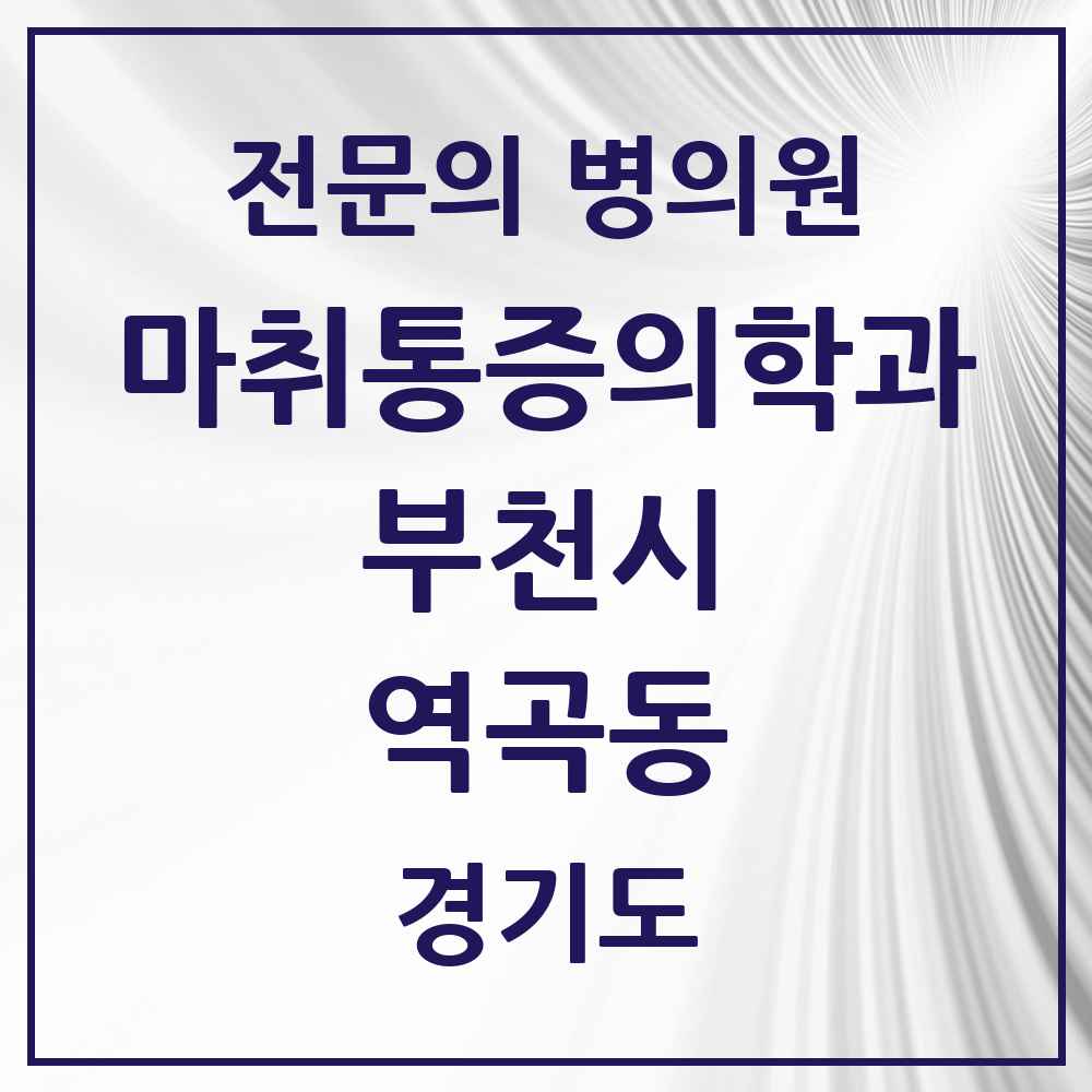 2025 경기도 부천시 역곡동 마취통증의학과 전문의 의원·병원 목록 2곳