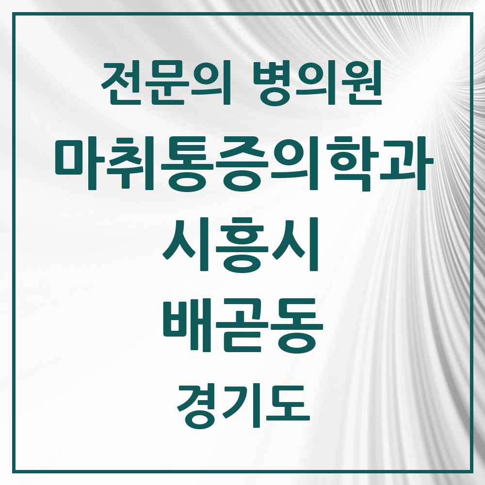 2025 경기도 시흥시 배곧동 마취통증의학과 전문의 의원·병원 목록 1곳