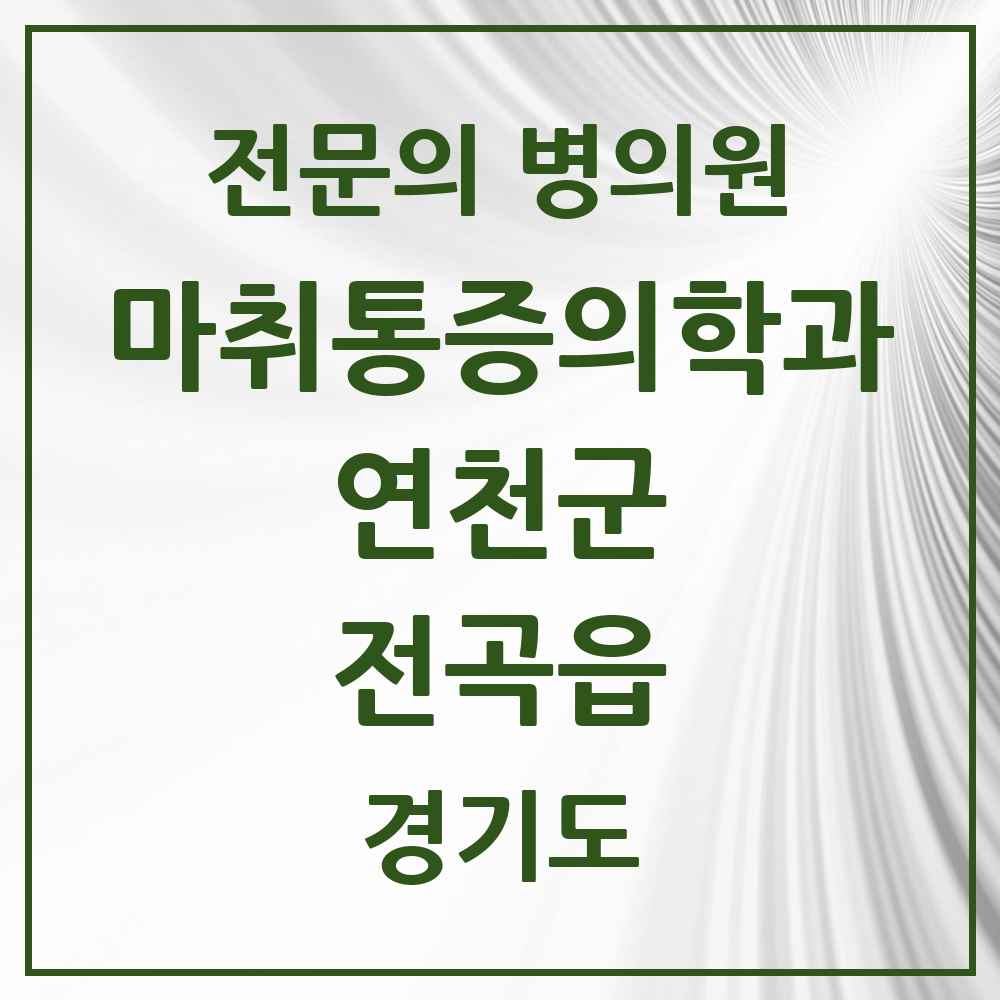 2025 경기도 연천군 전곡읍 마취통증의학과 전문의 의원·병원 목록 1곳
