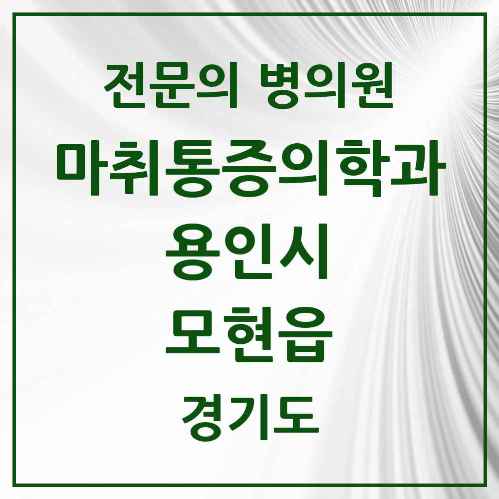 2025 경기도 용인시 모현읍 마취통증의학과 전문의 의원·병원 목록 2곳