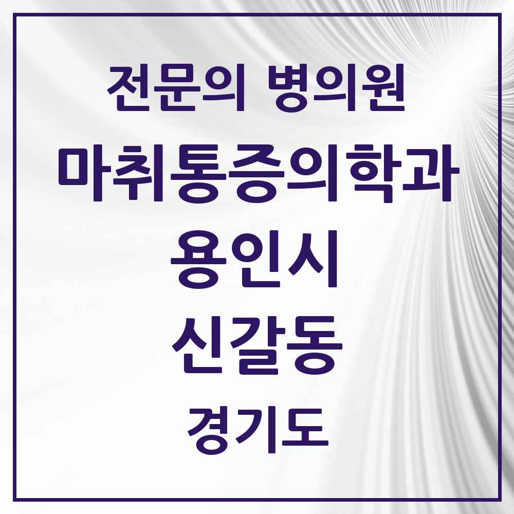 2025 경기도 용인시 신갈동 마취통증의학과 전문의 의원·병원 목록 2곳