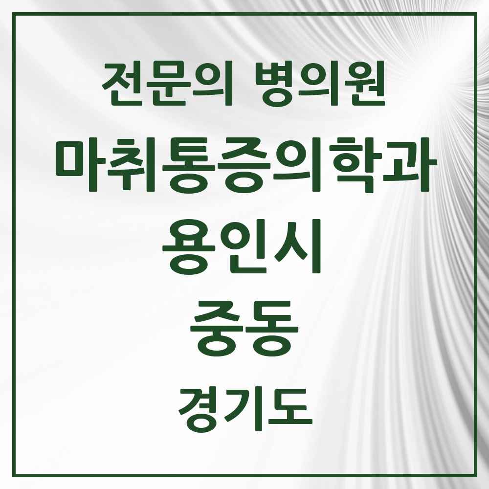 2025 경기도 용인시 중동 마취통증의학과 전문의 의원·병원 목록 4곳