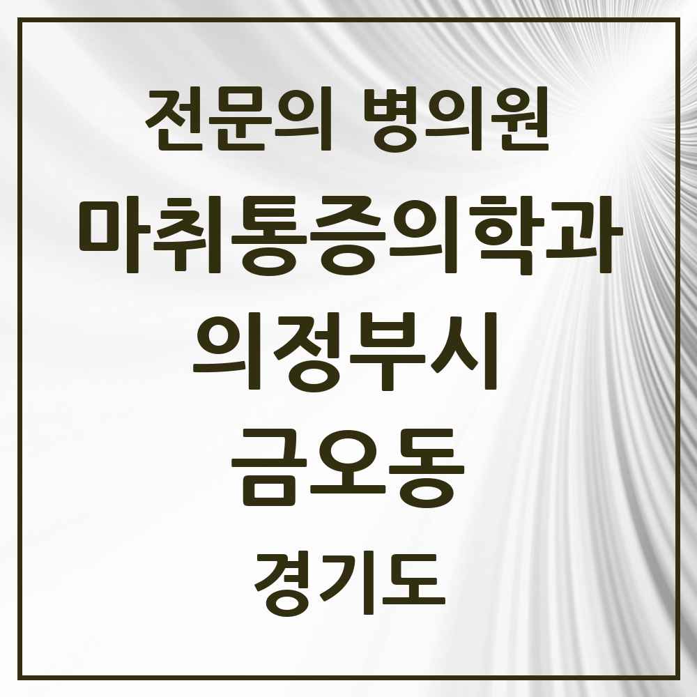 2025 경기도 의정부시 금오동 마취통증의학과 전문의 의원·병원 목록 5곳