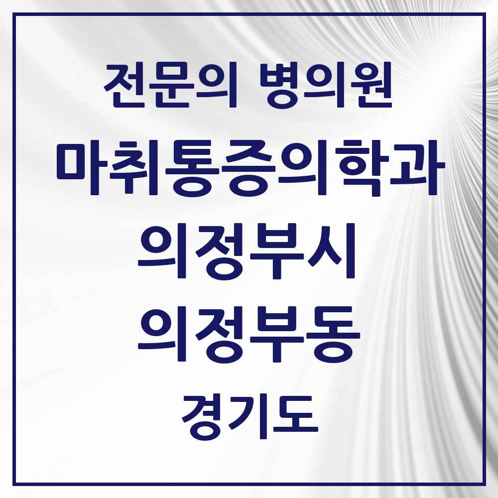 2025 경기도 의정부시 의정부동 마취통증의학과 전문의 의원·병원 목록 11곳