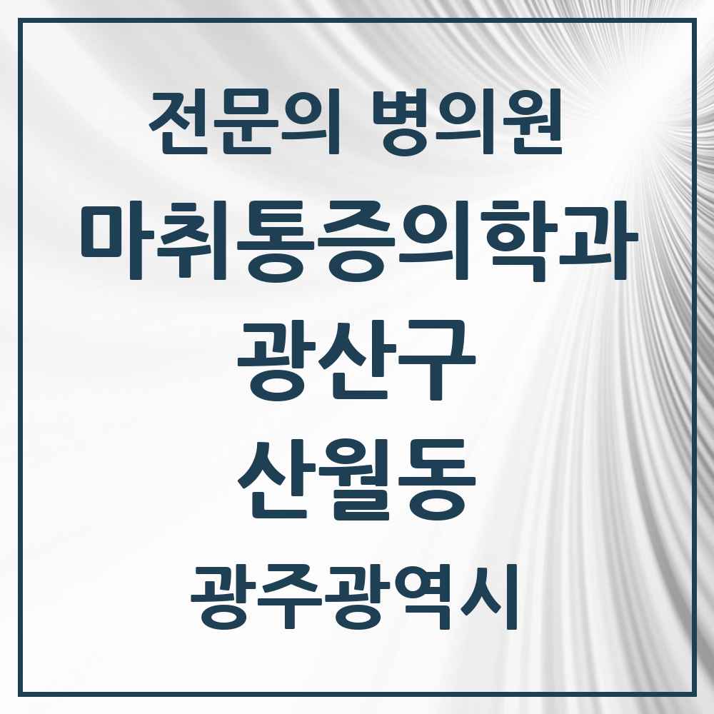 2025 광주광역시 광산구 산월동 마취통증의학과 전문의 의원·병원 목록 1곳