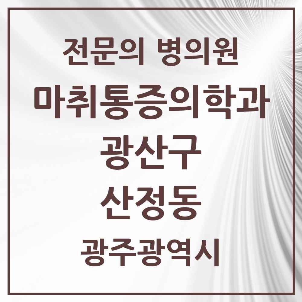 2025 광주광역시 광산구 산정동 마취통증의학과 전문의 의원·병원 목록 1곳
