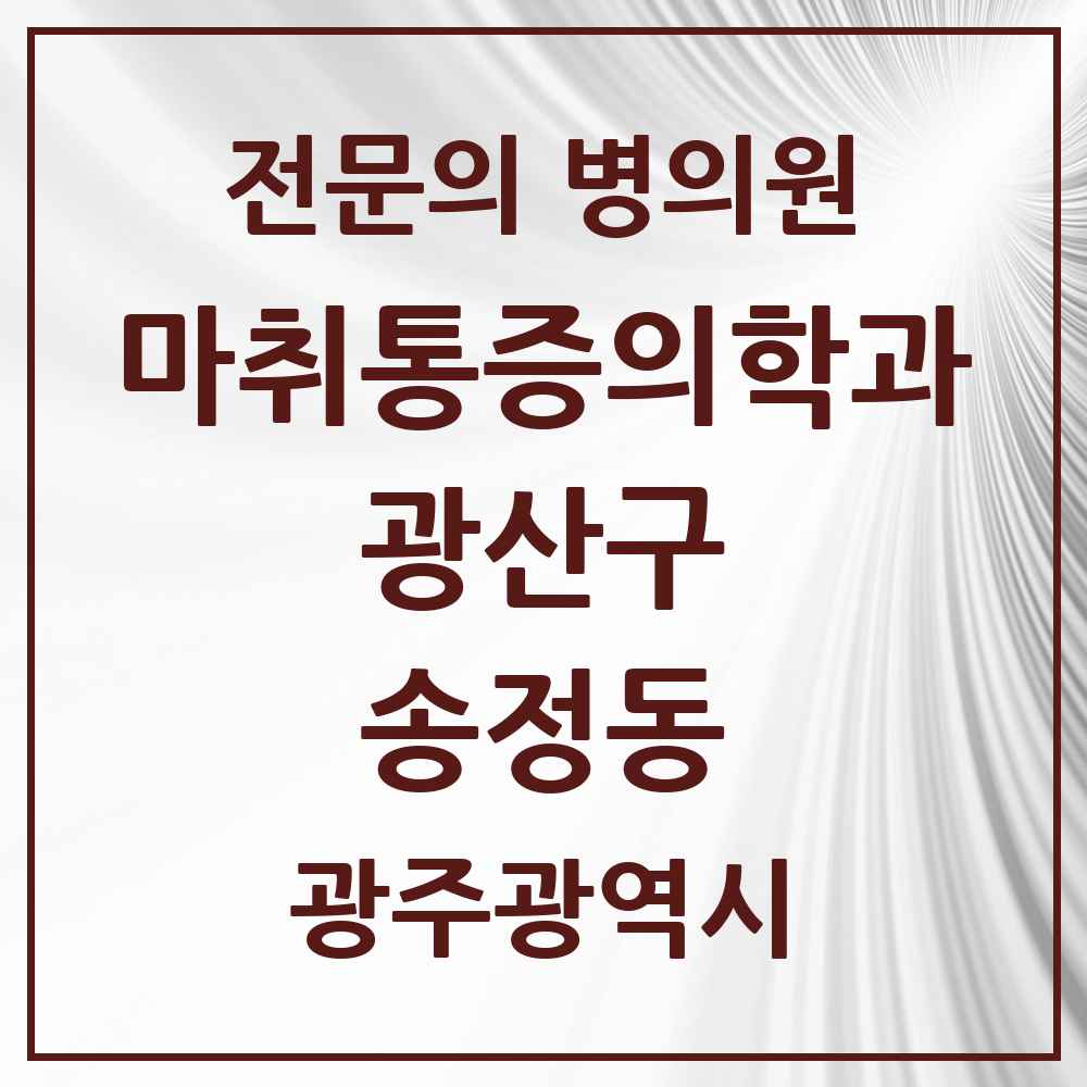 2025 광주광역시 광산구 송정동 마취통증의학과 전문의 의원·병원 목록 5곳