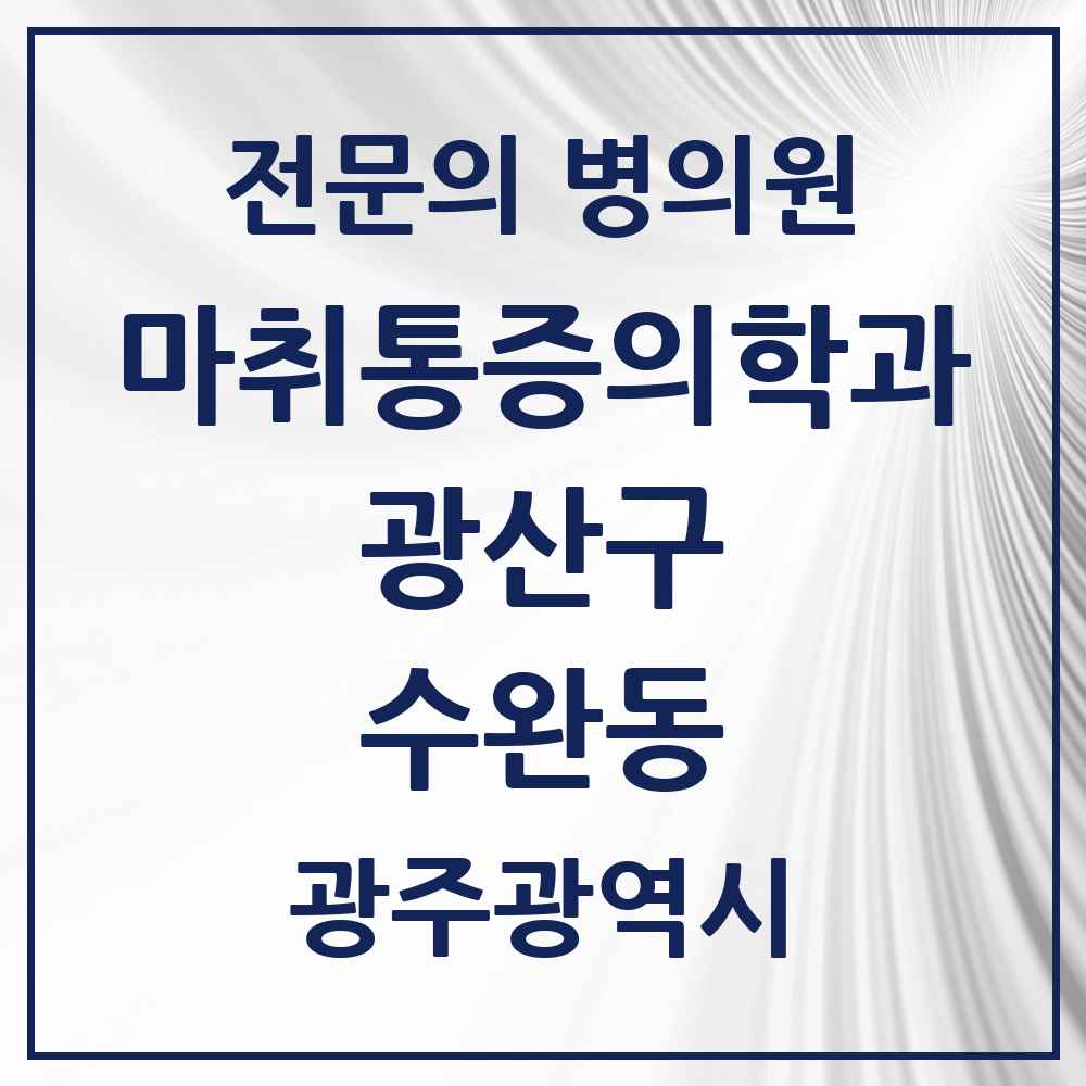 2025 광주광역시 광산구 수완동 마취통증의학과 전문의 의원·병원 목록 3곳