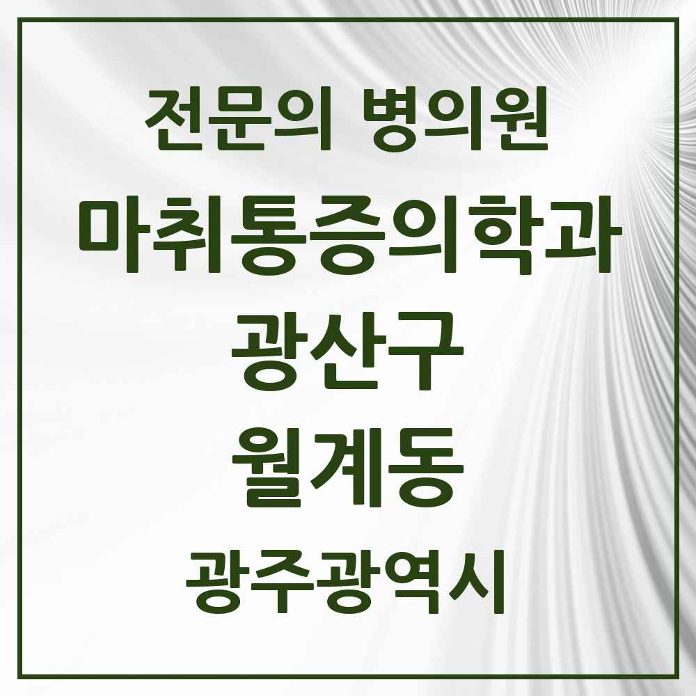 2025 광주광역시 광산구 월계동 마취통증의학과 전문의 의원·병원 목록 1곳