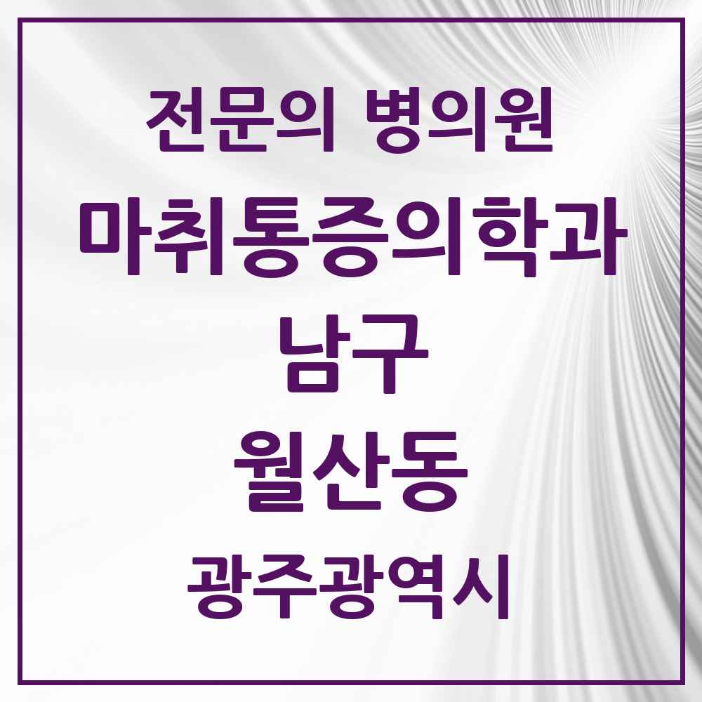 2025 광주광역시 남구 월산동 마취통증의학과 전문의 의원·병원 목록 2곳
