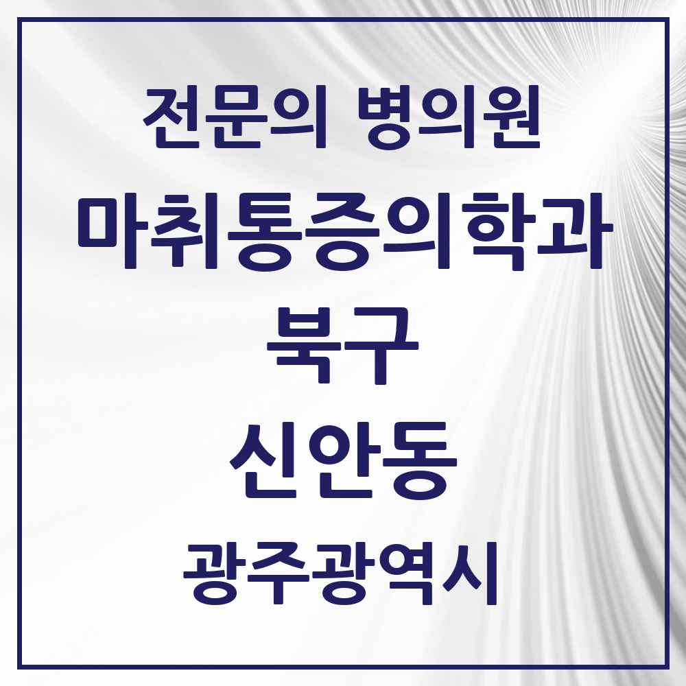 2025 광주광역시 북구 신안동 마취통증의학과 전문의 의원·병원 목록 1곳