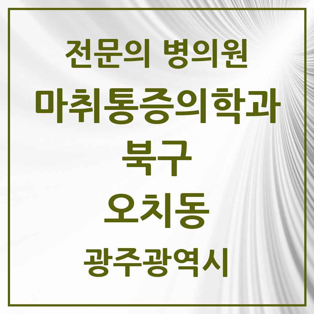 2025 광주광역시 북구 오치동 마취통증의학과 전문의 의원·병원 목록 1곳