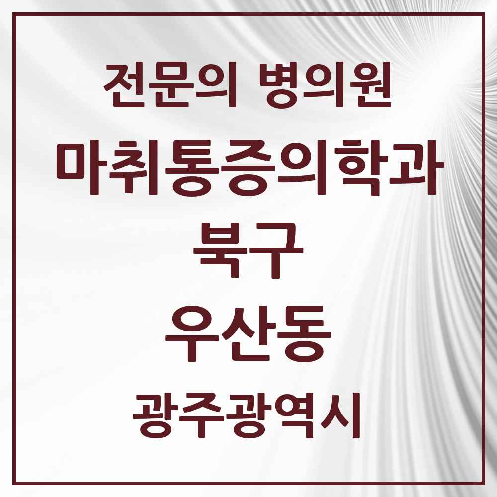2025 광주광역시 북구 우산동 마취통증의학과 전문의 의원·병원 목록 4곳