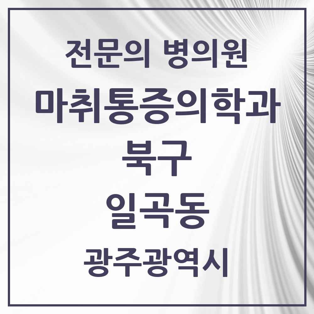 2025 광주광역시 북구 일곡동 마취통증의학과 전문의 의원·병원 목록 1곳