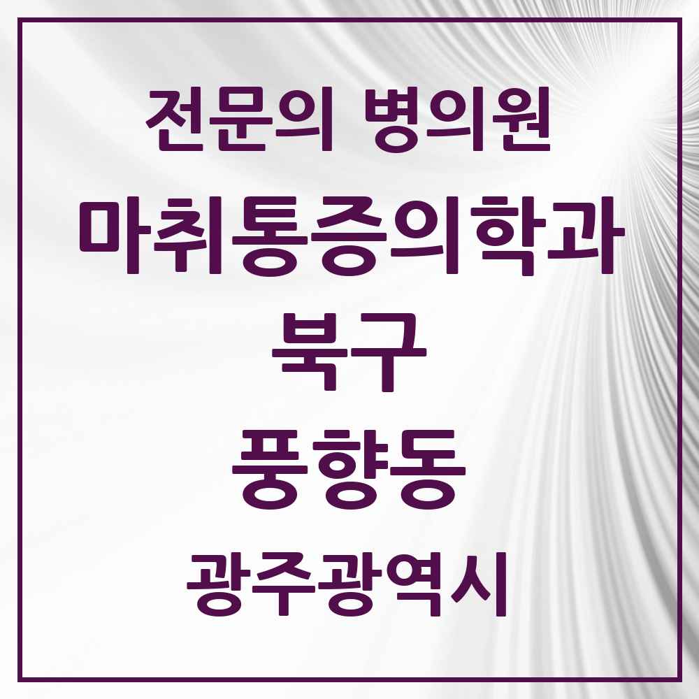 2025 광주광역시 북구 풍향동 마취통증의학과 전문의 의원·병원 목록 1곳