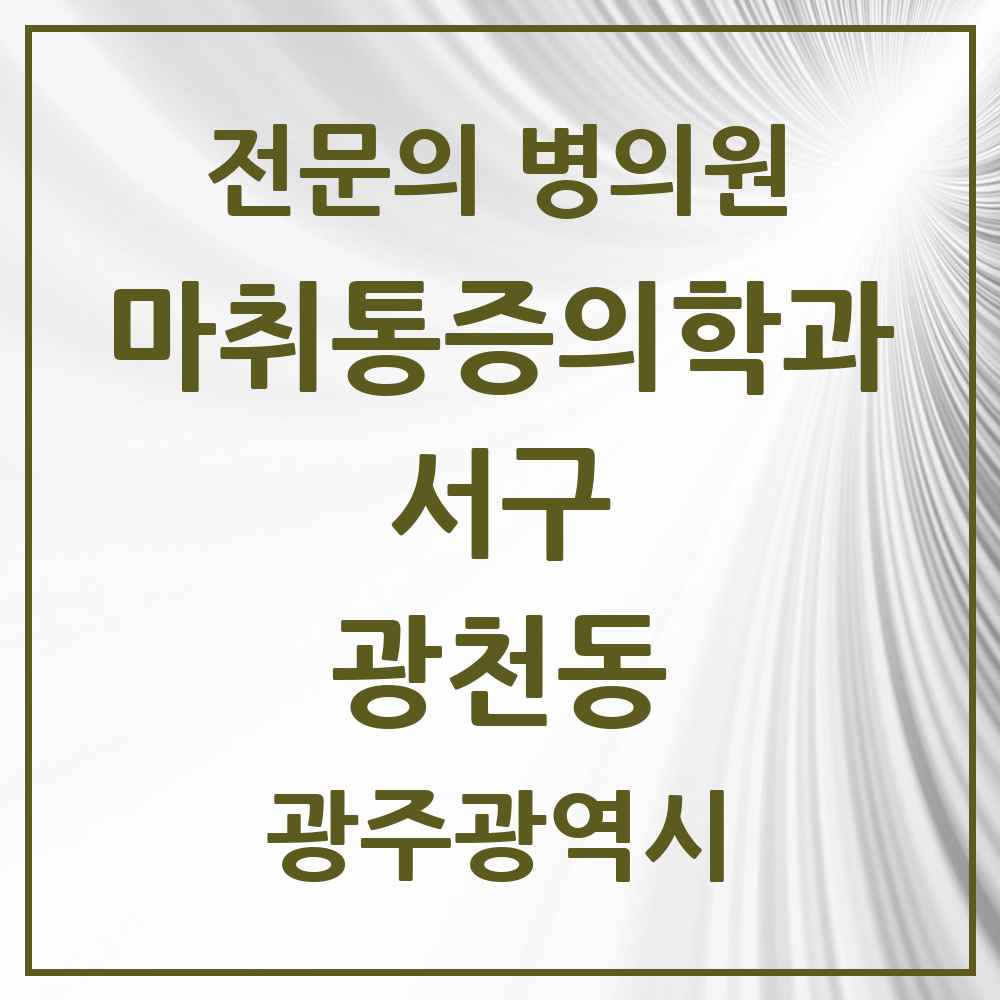 2025 광주광역시 서구 광천동 마취통증의학과 전문의 의원·병원 목록 1곳