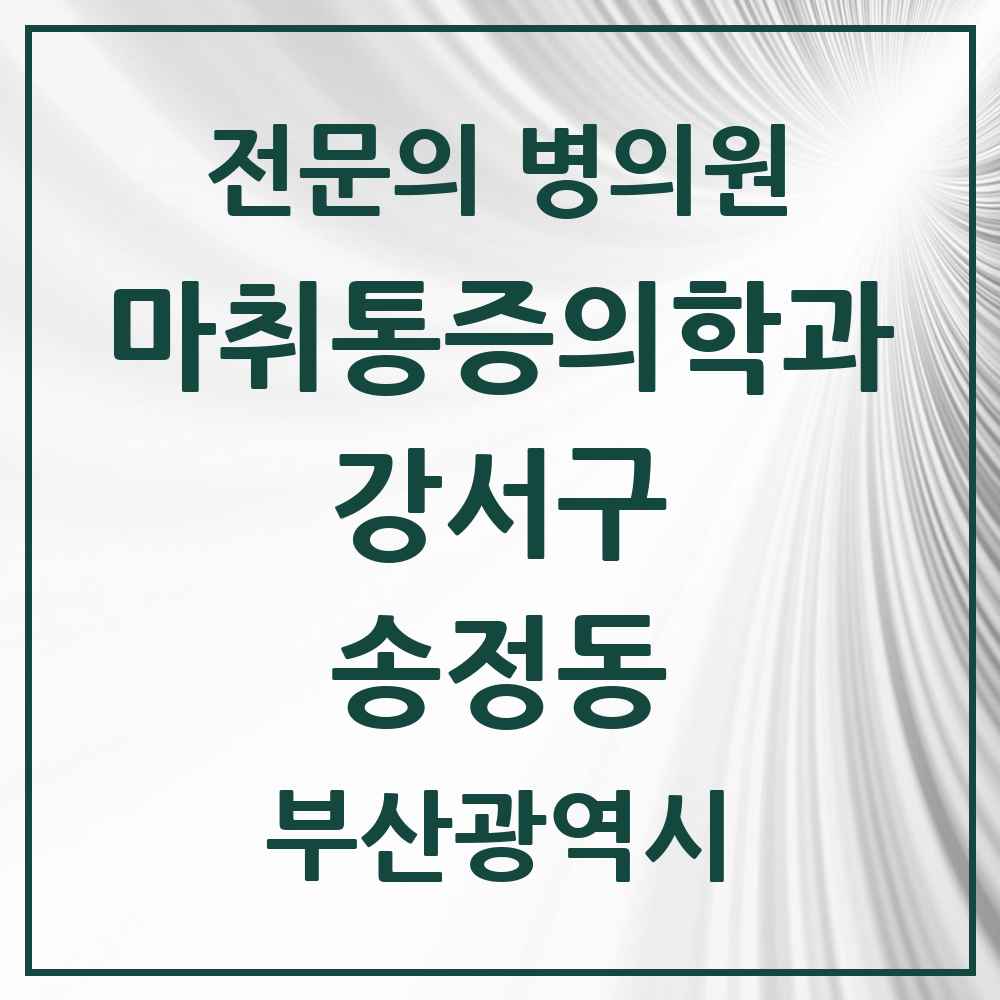 2025 부산광역시 강서구 송정동 마취통증의학과 전문의 의원·병원 목록 1곳