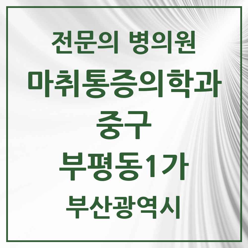 2025 부산광역시 중구 부평동1가 마취통증의학과 전문의 의원·병원 목록 1곳