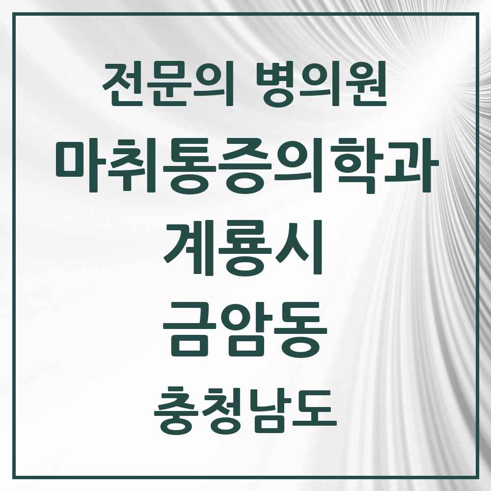 2025 충청남도 계룡시 금암동 마취통증의학과 전문의 의원·병원 목록 1곳